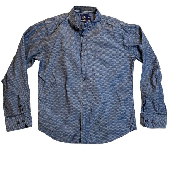 Rugby University Mens Blue Button-Up Mens Shirt Large Cotton Polyester - Picture 1 of 8